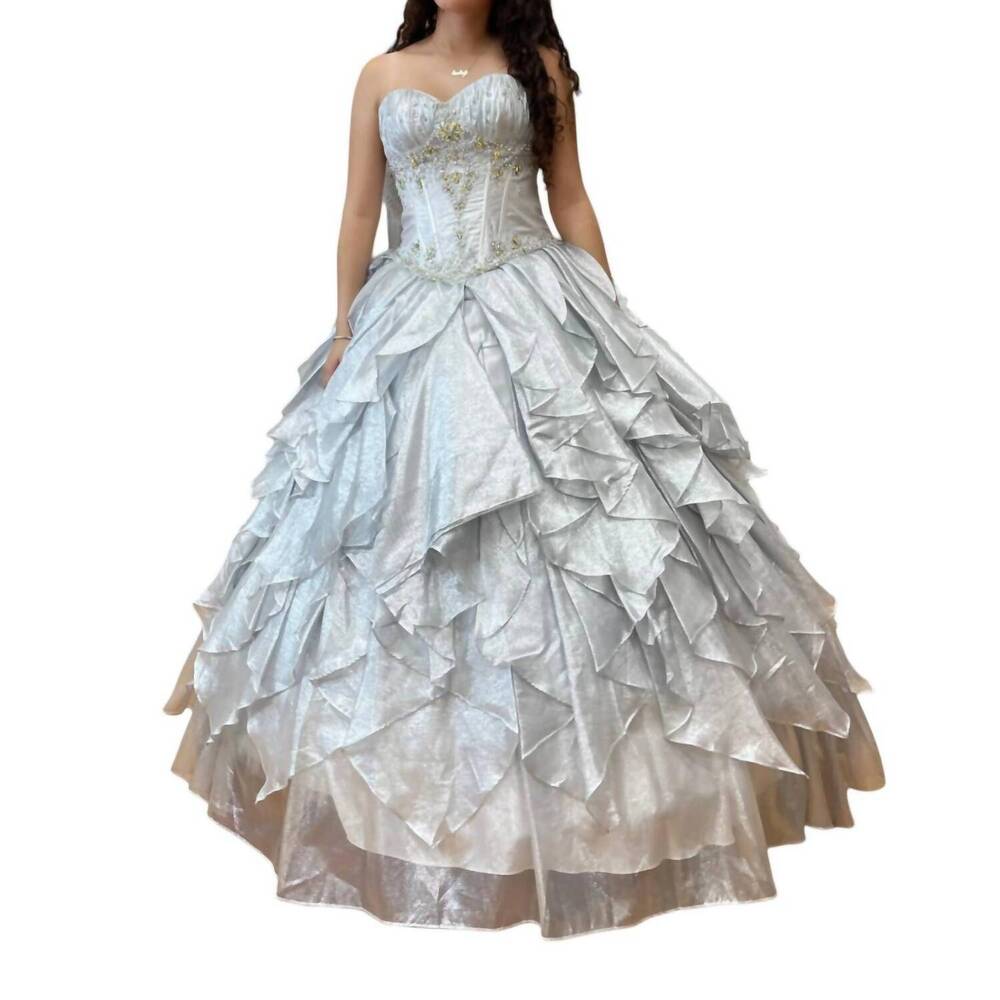 NEW MARY'S BRIDAL off shoulder quinceañera dress in ice silver